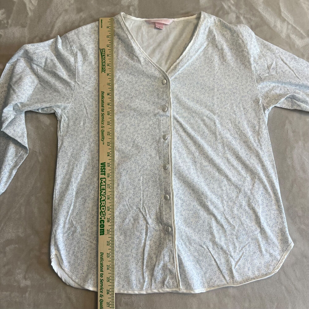 VTG Victorias Secret Sleep Top Womens Small White Floral Button Front Cotton Y2K - Picture 7 of 10